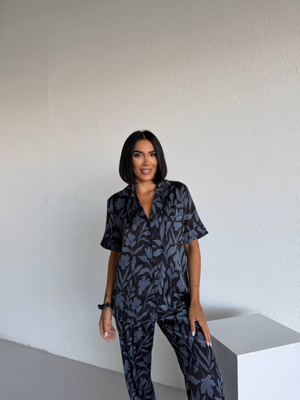 4 Parça Premium Saten Pijama Seti | Toka & Bandana Dahil ✨