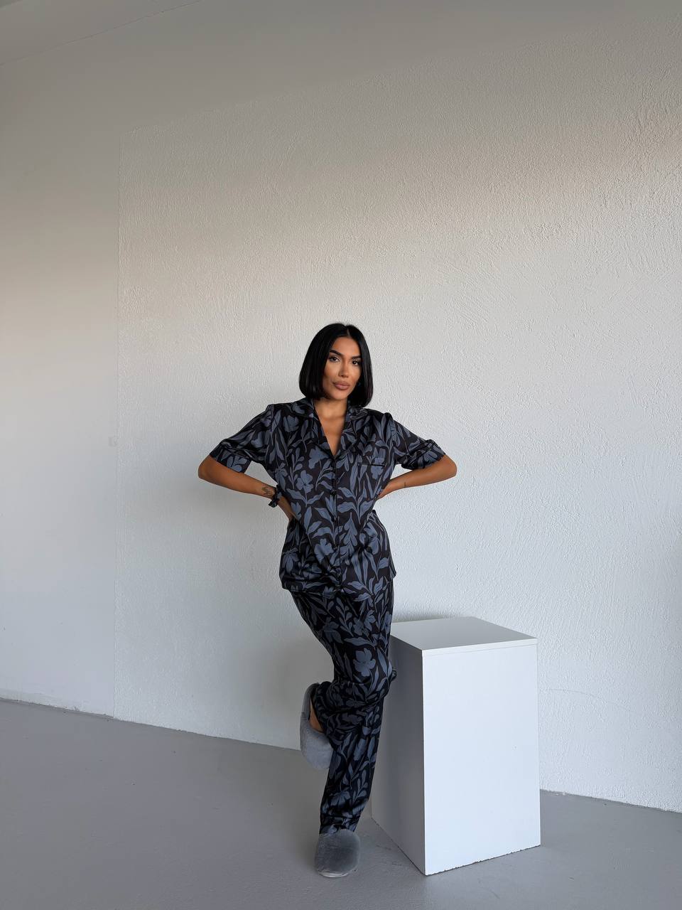 4 Parça Premium Saten Pijama Seti | Toka & Bandana Dahil ✨