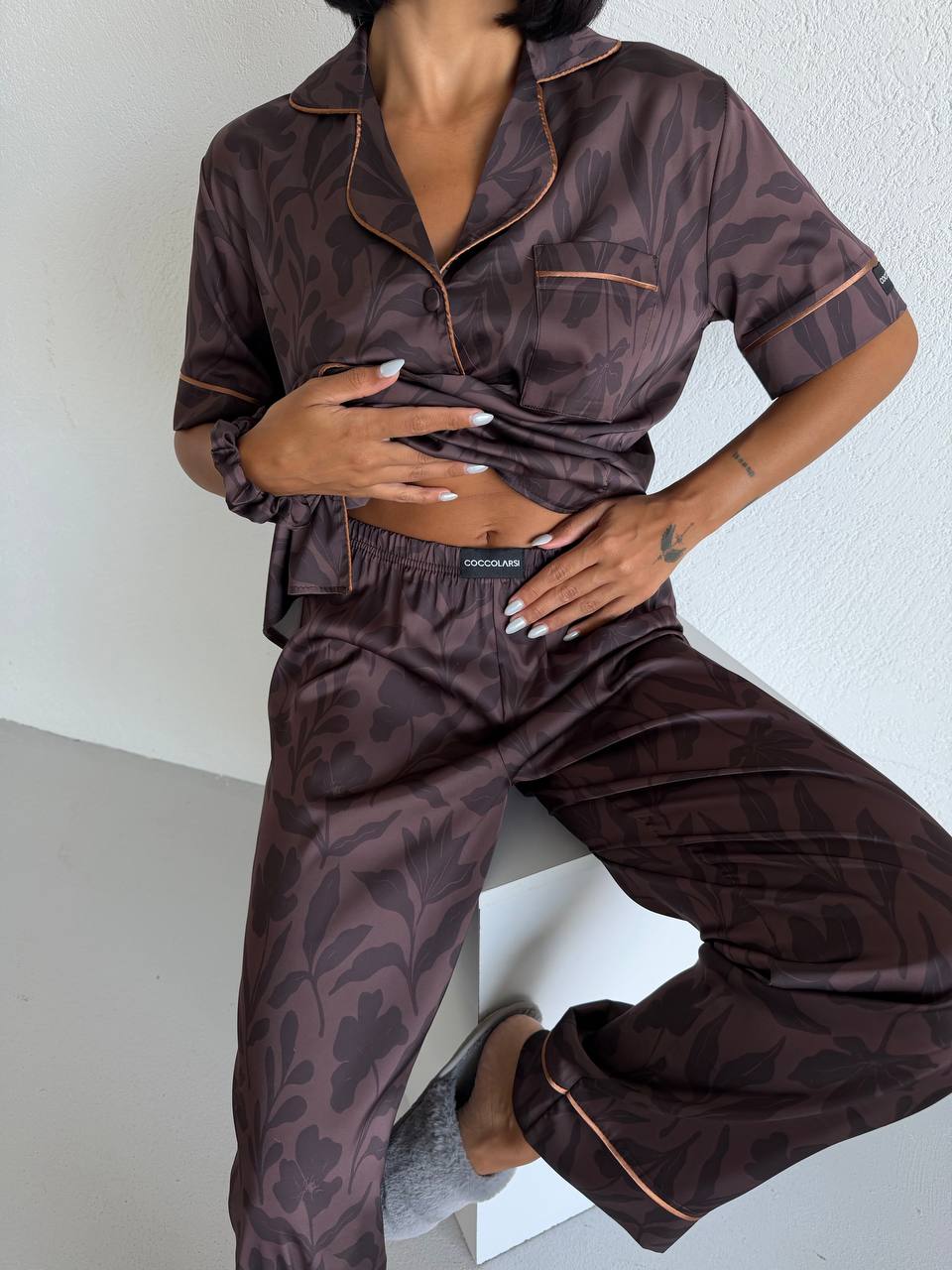 4 Parça Premium Saten Pijama Seti | Toka & Bandana Dahil ✨