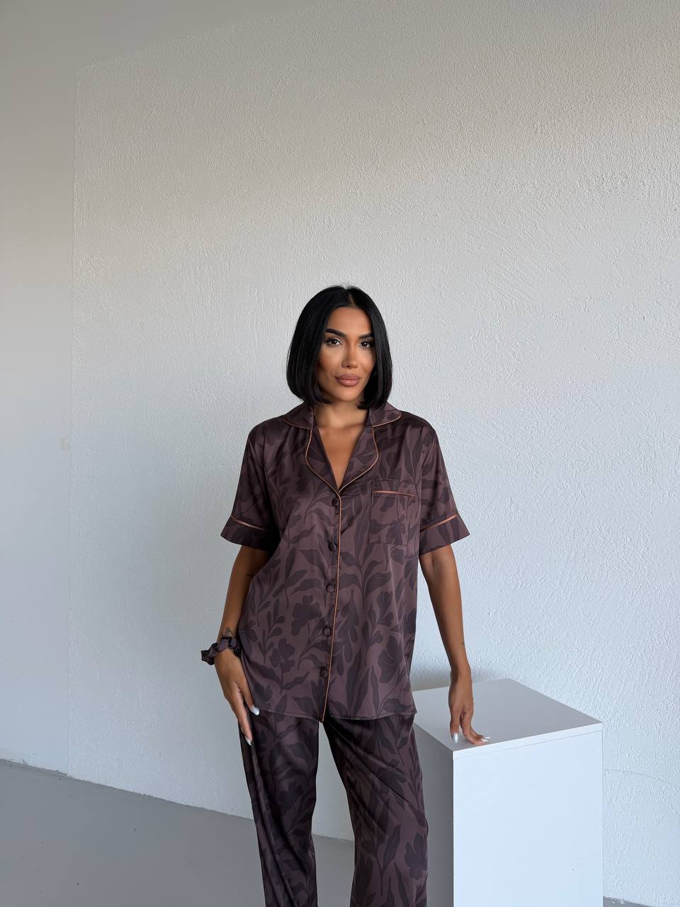 4 Parça Premium Saten Pijama Seti | Toka & Bandana Dahil ✨