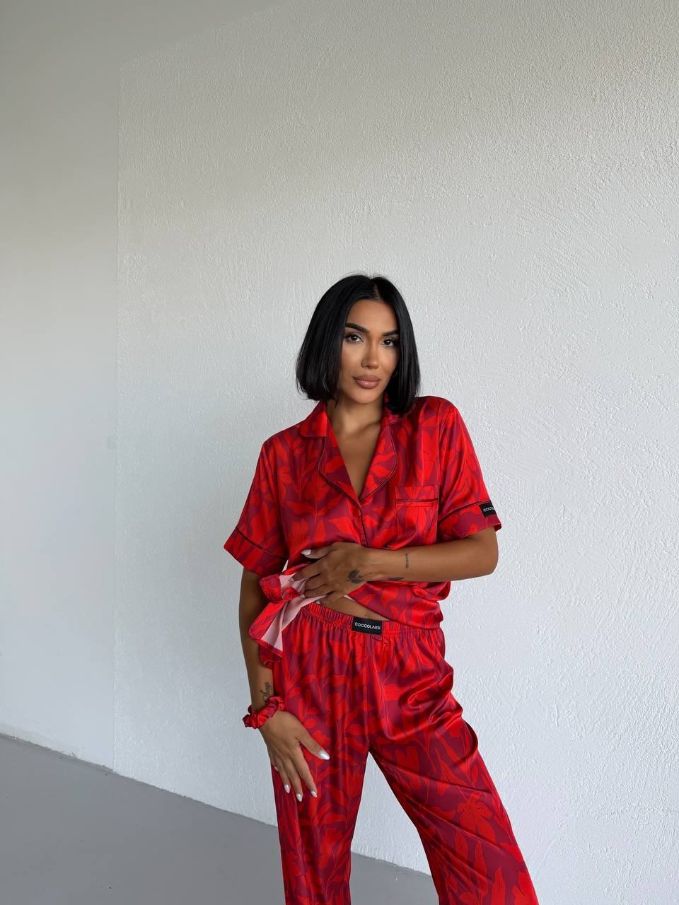 4 Parça Premium Saten Pijama Seti | Toka & Bandana Dahil ✨