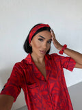 4 Parça Premium Saten Pijama Seti | Toka & Bandana Dahil ✨