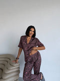 4 Parça Premium Saten Pijama Seti | Toka & Bandana Dahil ✨