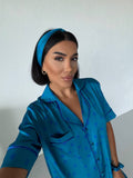 4 Parça Premium Saten Pijama Seti | Toka & Bandana Dahil ✨
