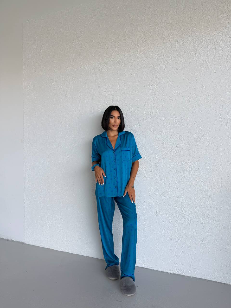 4 Parça Premium Saten Pijama Seti | Toka & Bandana Dahil ✨