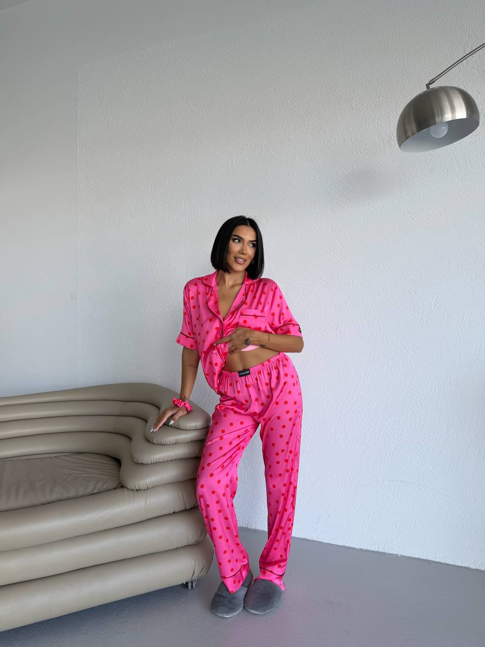 4 Parça Premium Saten Pijama Seti | Toka & Bandana Dahil ✨