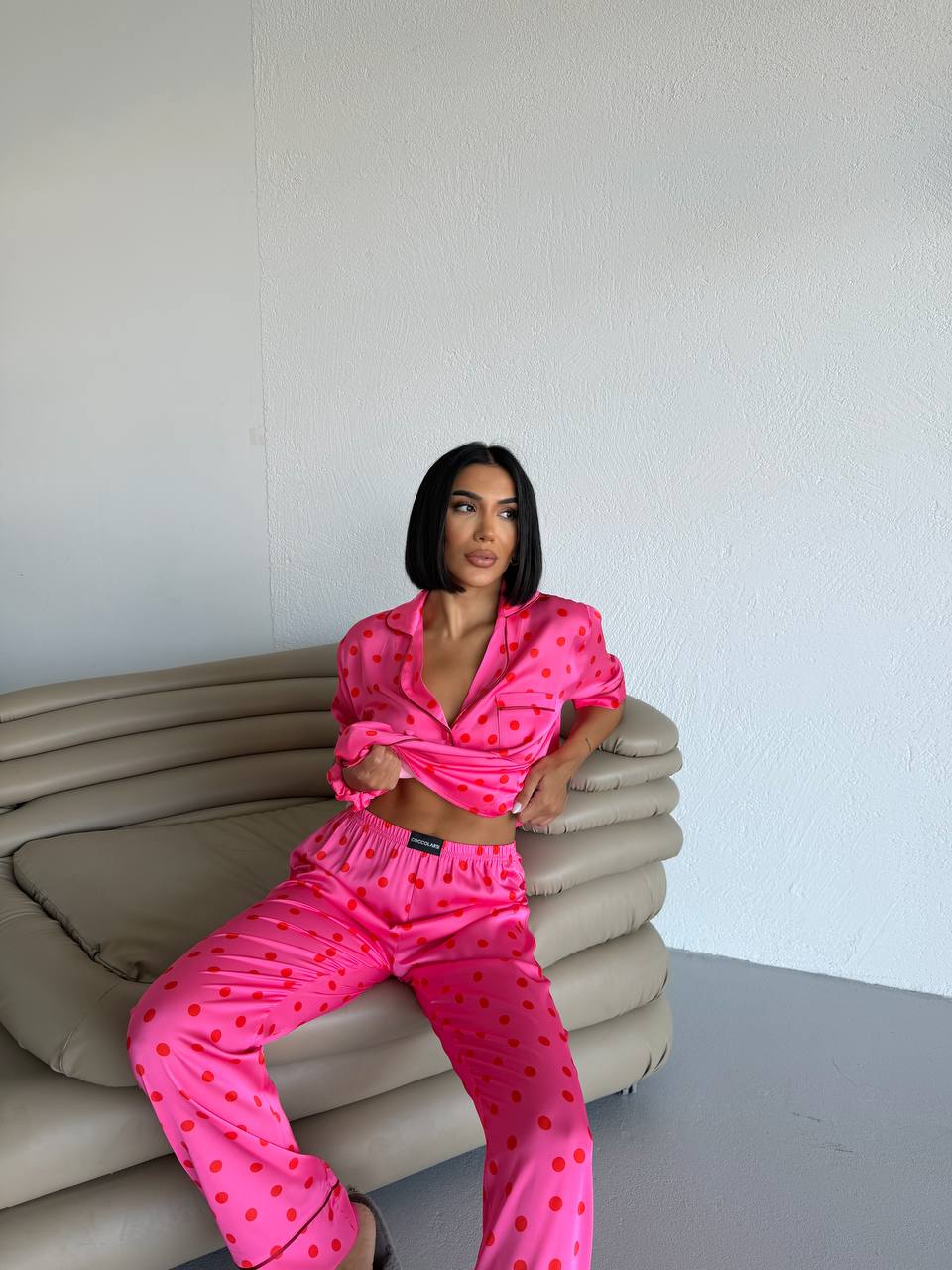 4 Parça Premium Saten Pijama Seti | Toka & Bandana Dahil ✨