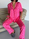 4 Parça Premium Saten Pijama Seti | Toka & Bandana Dahil ✨