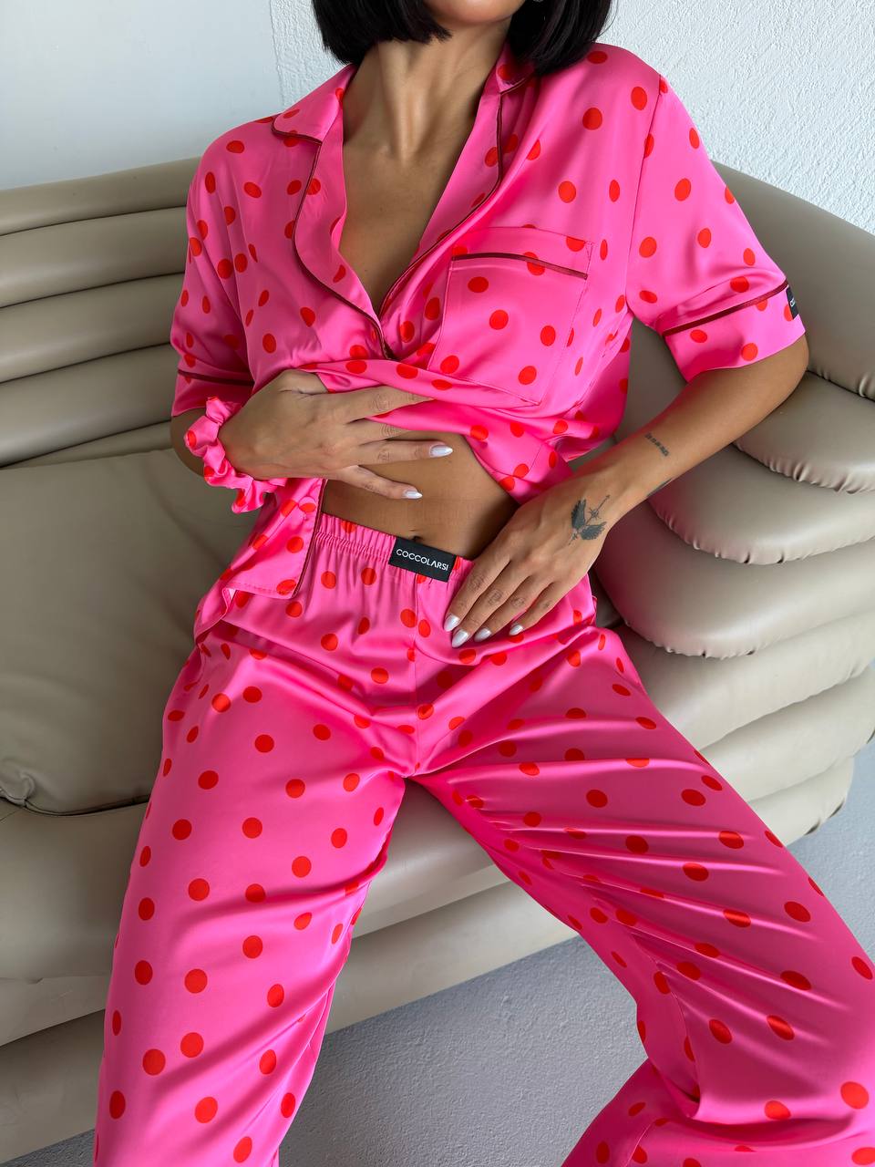 4 Parça Premium Saten Pijama Seti | Toka & Bandana Dahil ✨