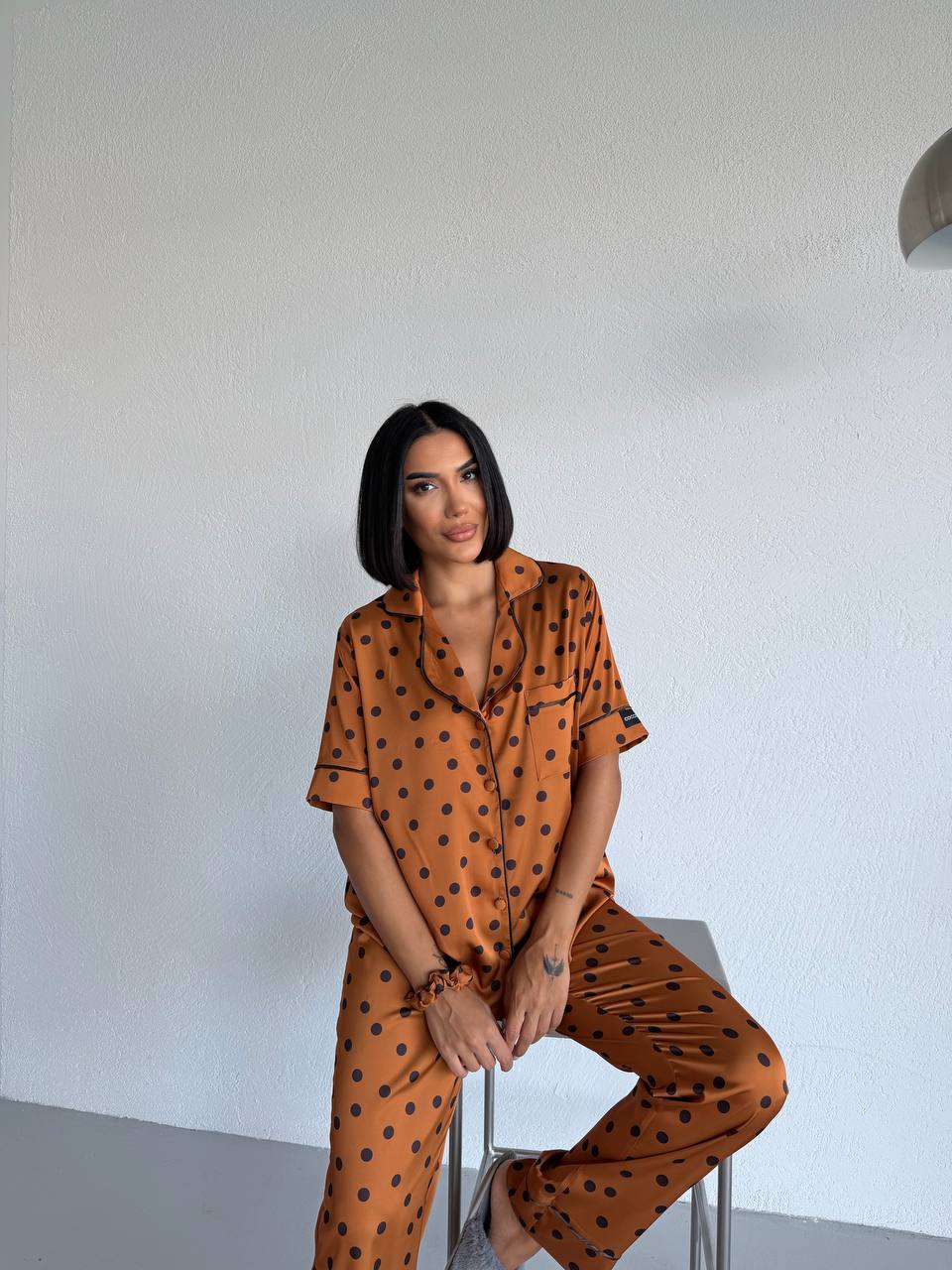 4 Parça Premium Saten Pijama Seti | Toka & Bandana Dahil ✨