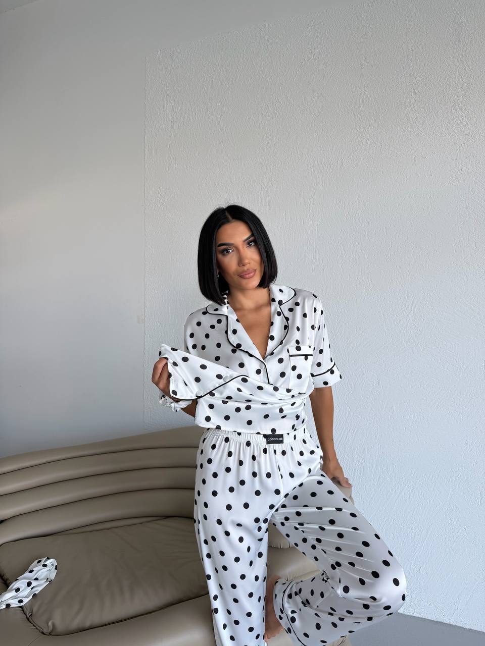 4 Parça Premium Saten Pijama Seti | Toka & Bandana Dahil ✨