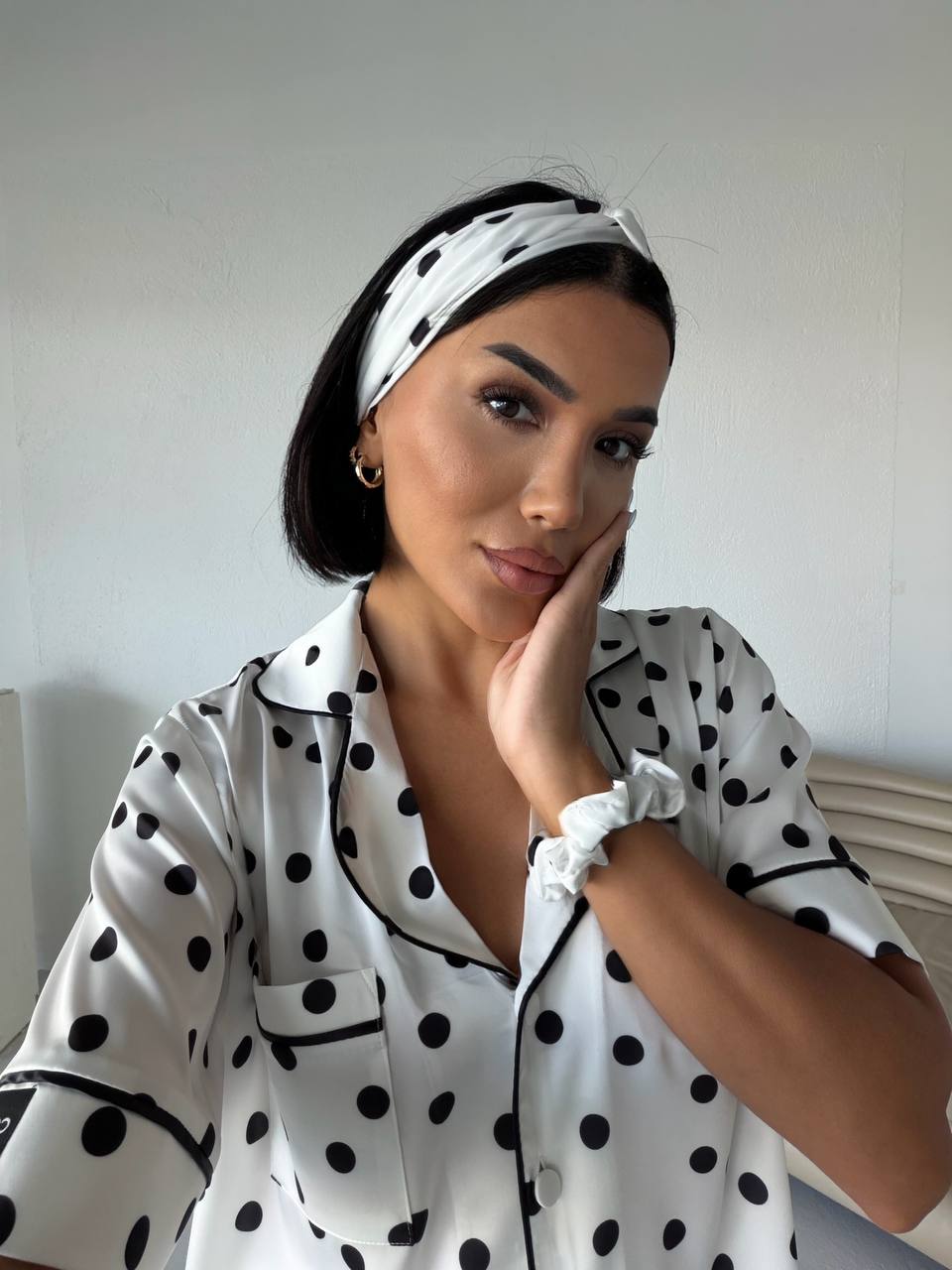 4 Parça Premium Saten Pijama Seti | Toka & Bandana Dahil ✨