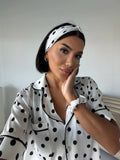 4 Parça Premium Saten Pijama Seti | Toka & Bandana Dahil ✨