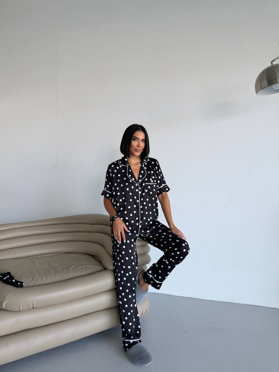 4 Parça Premium Saten Pijama Seti | Toka & Bandana Dahil ✨