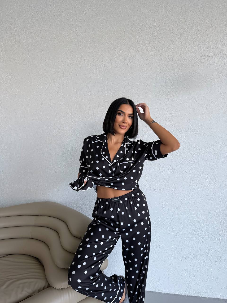 4 Parça Premium Saten Pijama Seti | Toka & Bandana Dahil ✨