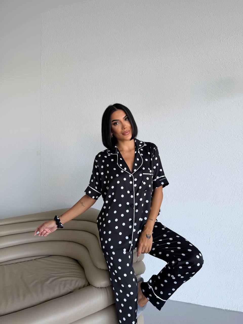 4 Parça Premium Saten Pijama Seti | Toka & Bandana Dahil ✨