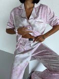 4 Parça Premium Saten Pijama Seti | Toka & Bandana Dahil ✨