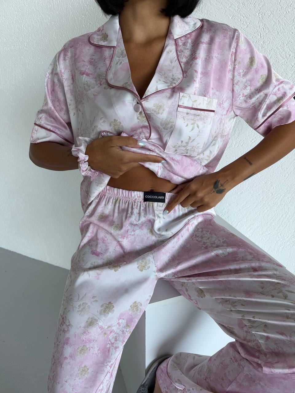 4 Parça Premium Saten Pijama Seti | Toka & Bandana Dahil ✨