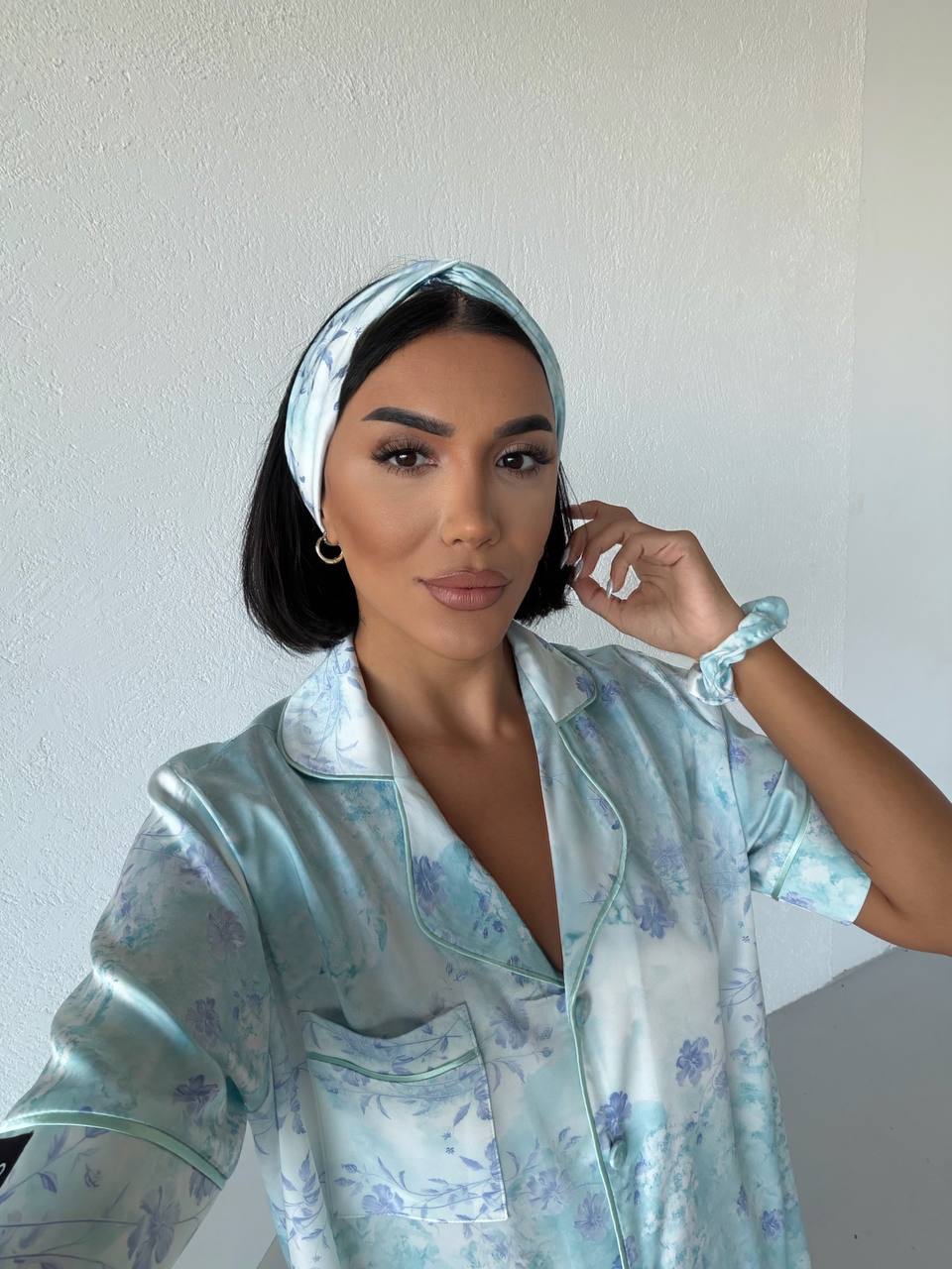 4 Parça Premium Saten Pijama Seti | Toka & Bandana Dahil ✨