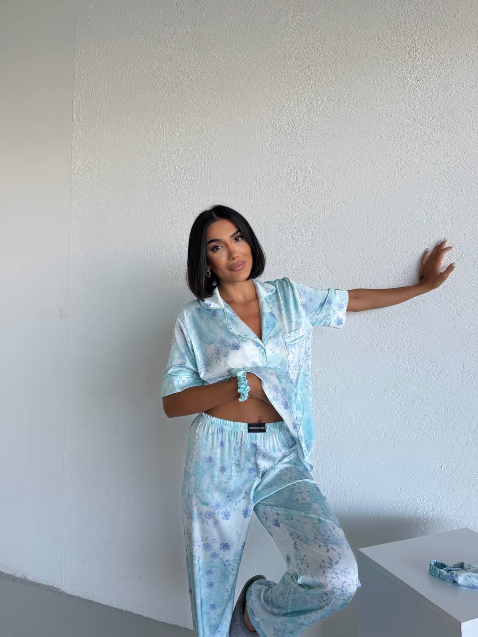 4 Parça Premium Saten Pijama Seti | Toka & Bandana Dahil ✨