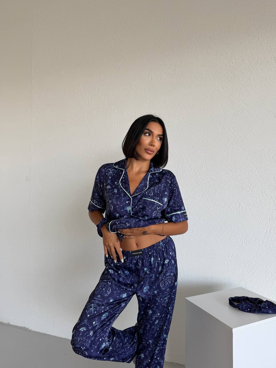 4 Parça Premium Saten Pijama Seti | Toka & Bandana Dahil ✨