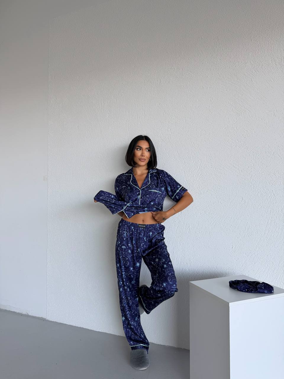 4 Parça Premium Saten Pijama Seti | Toka & Bandana Dahil ✨