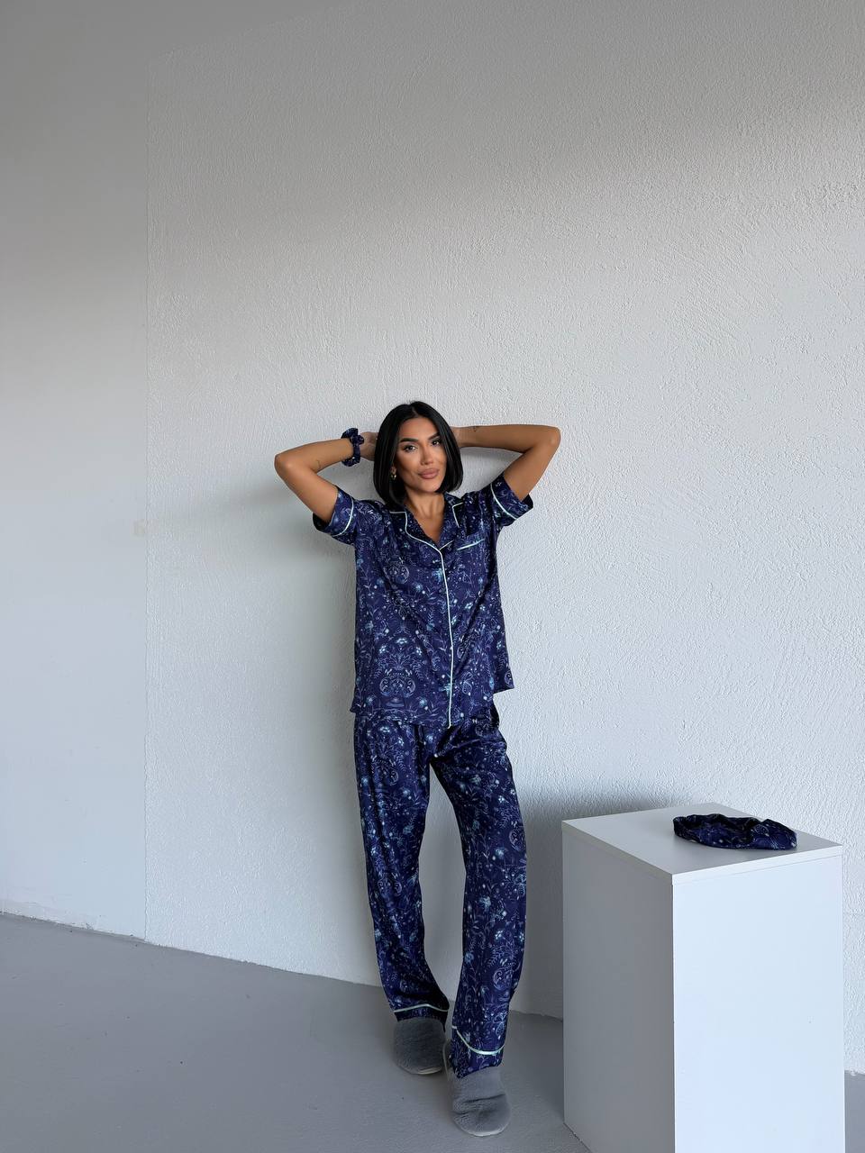 4 Parça Premium Saten Pijama Seti | Toka & Bandana Dahil ✨