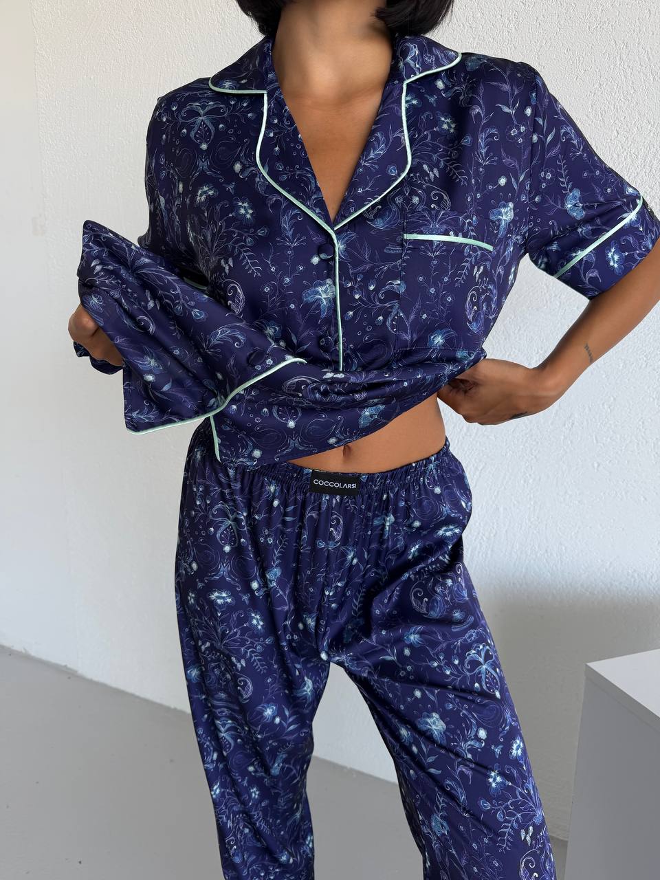 4 Parça Premium Saten Pijama Seti | Toka & Bandana Dahil ✨