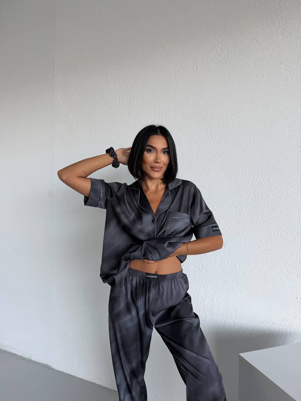 4 Parça Premium Saten Pijama Seti | Toka & Bandana Dahil ✨