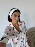 4 Parça Premium Saten Pijama Seti | Toka & Bandana Dahil ✨