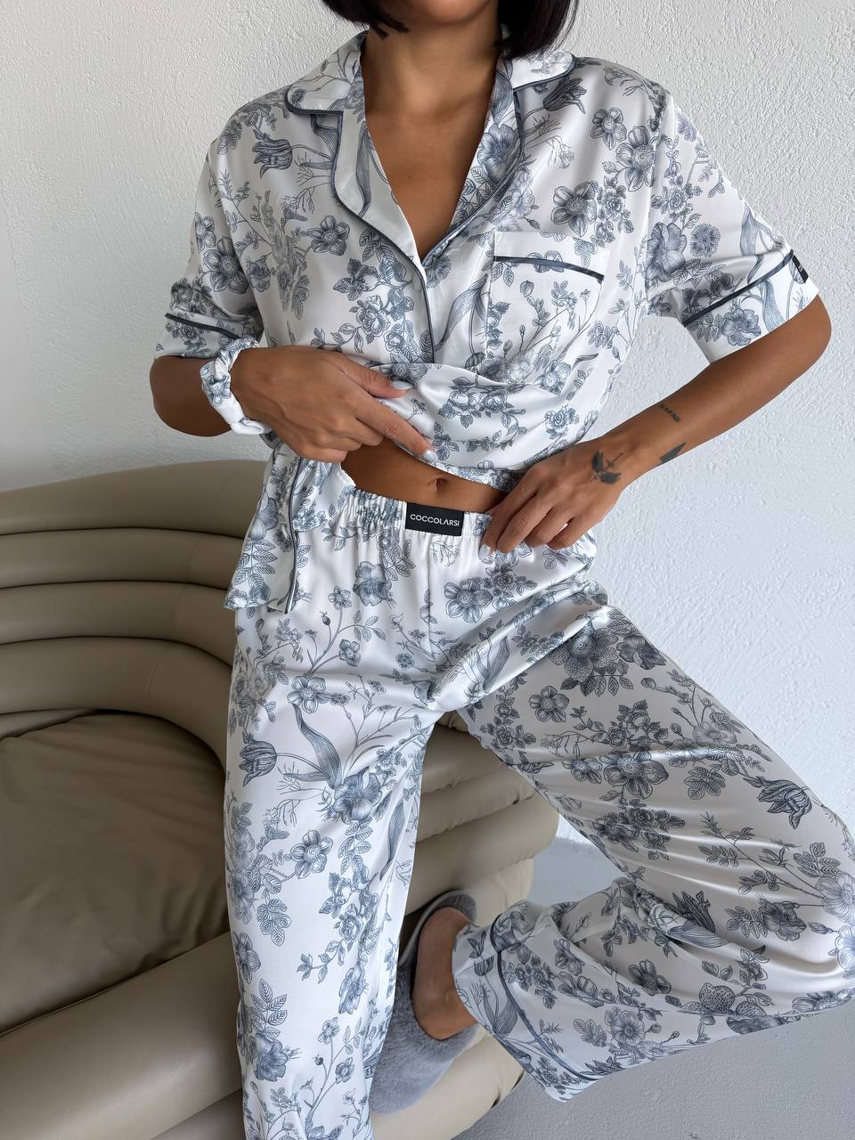 4 Parça Premium Saten Pijama Seti | Toka & Bandana Dahil ✨