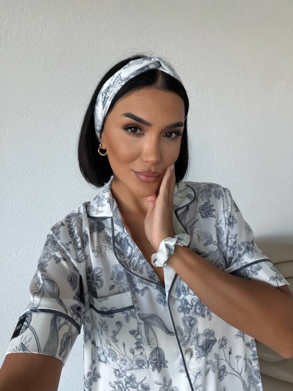 4 Parça Premium Saten Pijama Seti | Toka & Bandana Dahil ✨