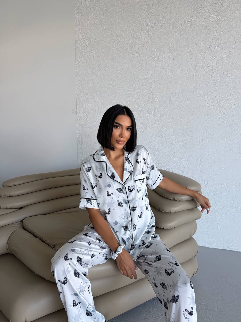 4 Parça Premium Saten Pijama Seti | Toka & Bandana Dahil ✨