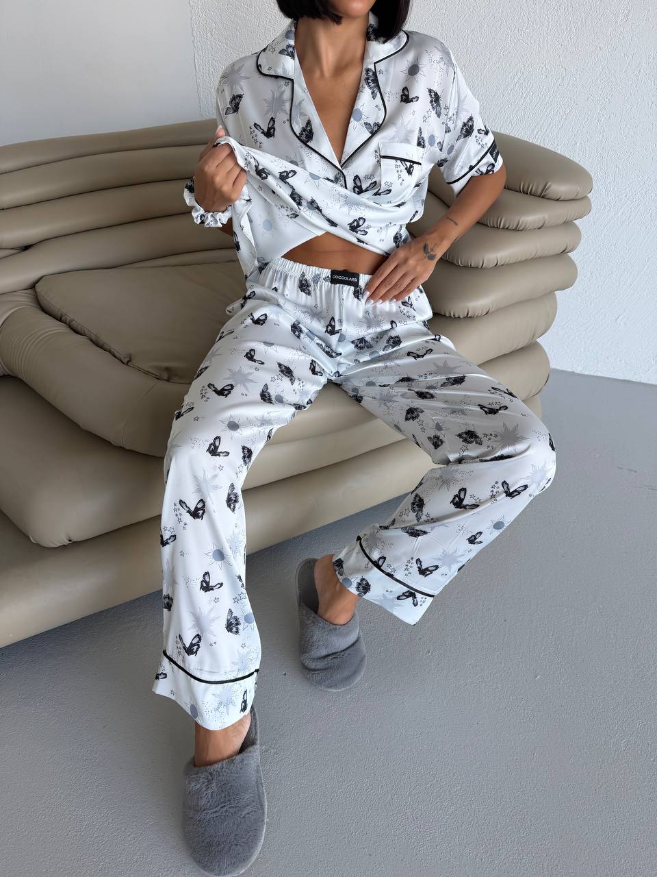 4 Parça Premium Saten Pijama Seti | Toka & Bandana Dahil ✨