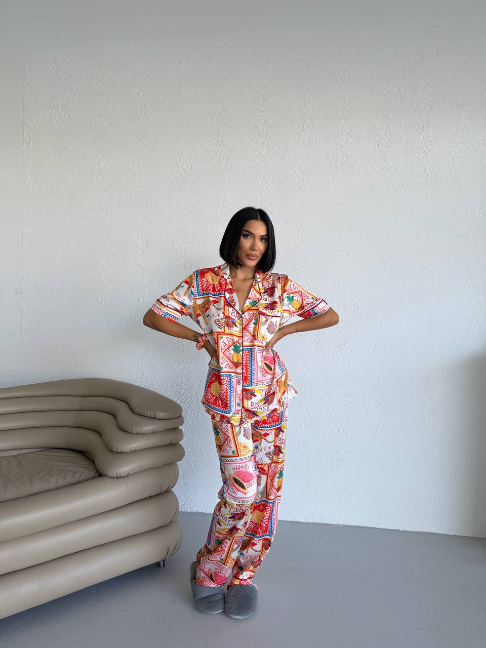 4 Parça Premium Saten Pijama Seti | Toka & Bandana Dahil ✨