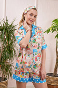 4 Parça Premium Saten Pijama Seti | Toka & Bandana Dahil ✨