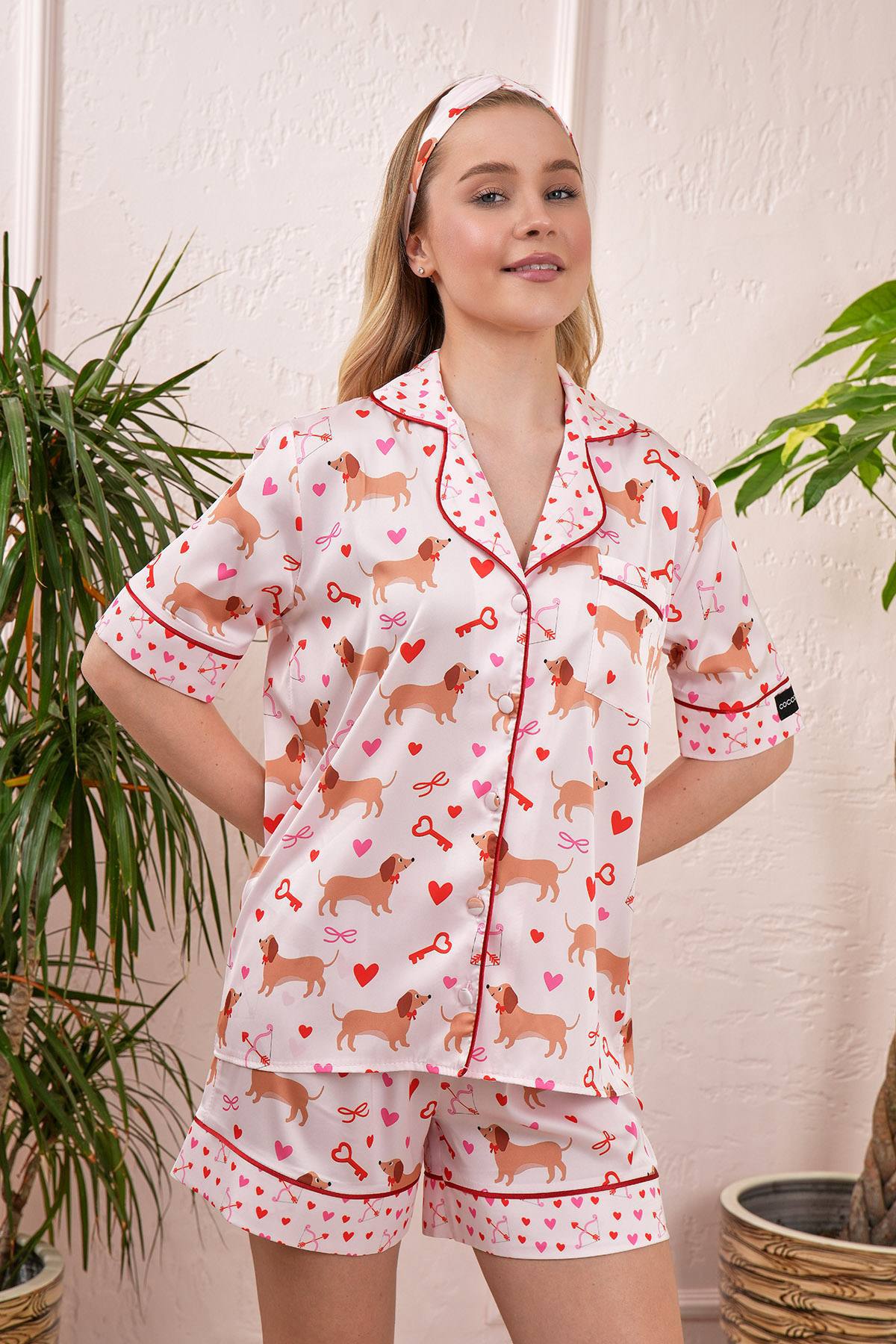 4 Parça Premium Saten Pijama Seti | Toka & Bandana Dahil ✨