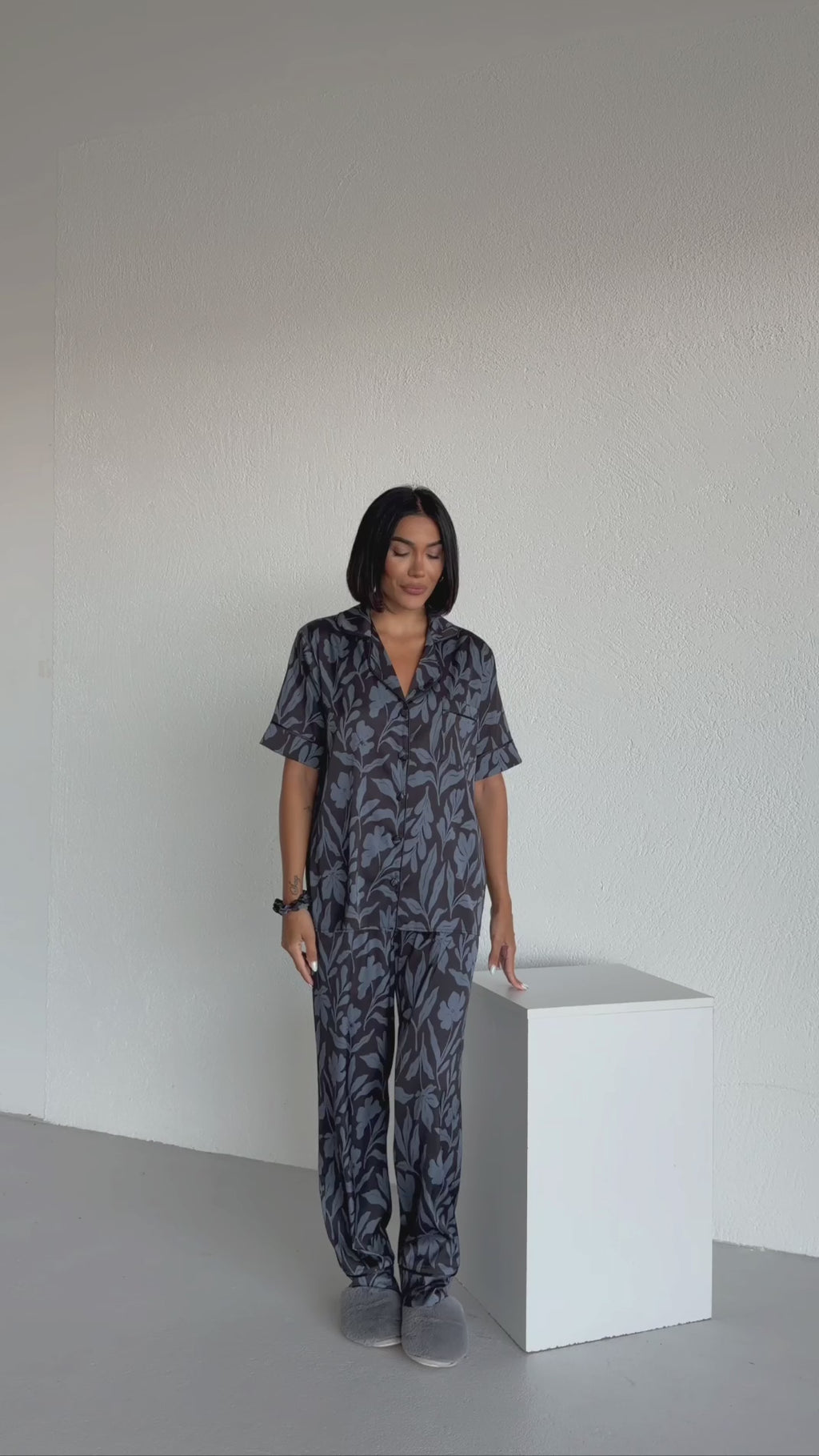 4 Parça Premium Saten Pijama Seti | Toka & Bandana Dahil ✨