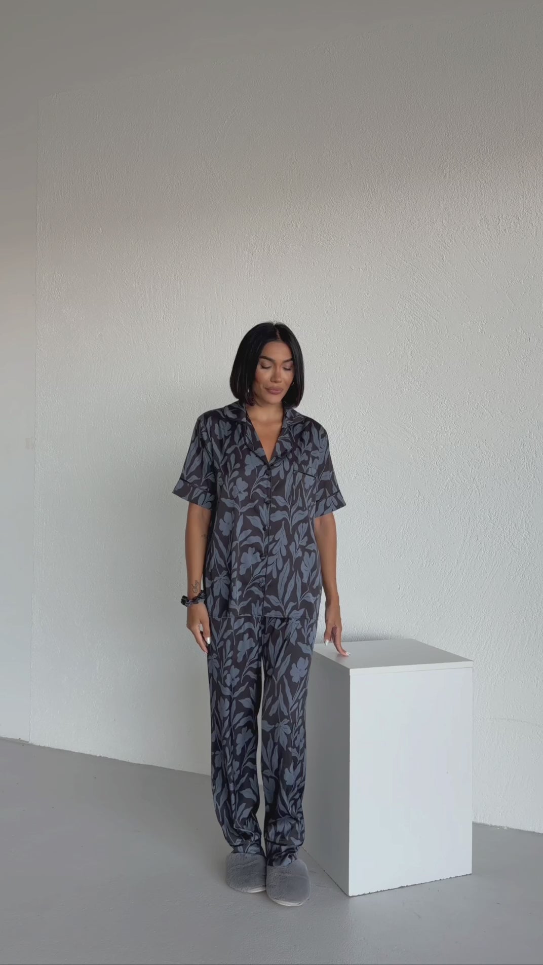 4 Parça Premium Saten Pijama Seti | Toka & Bandana Dahil ✨