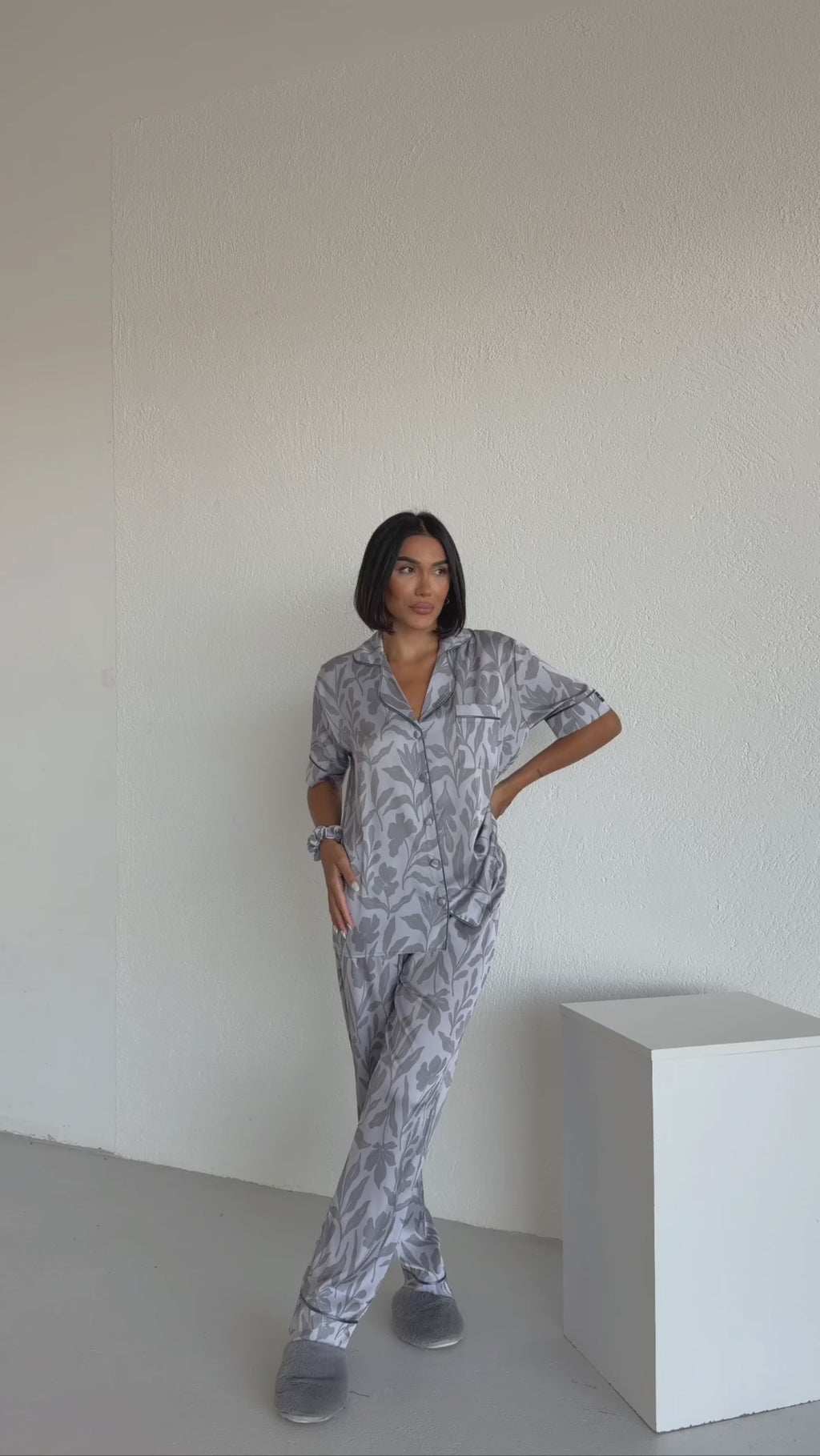 4 Parça Premium Saten Pijama Seti | Toka & Bandana Dahil ✨