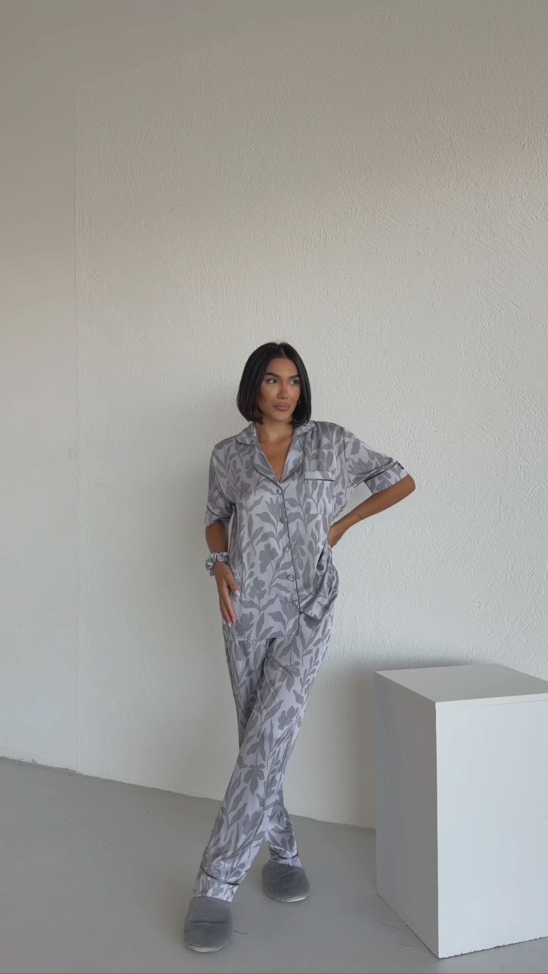 4 Parça Premium Saten Pijama Seti | Toka & Bandana Dahil ✨