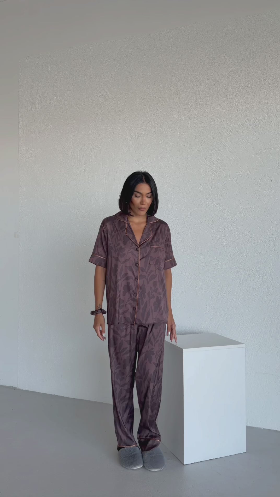 4 Parça Premium Saten Pijama Seti | Toka & Bandana Dahil ✨