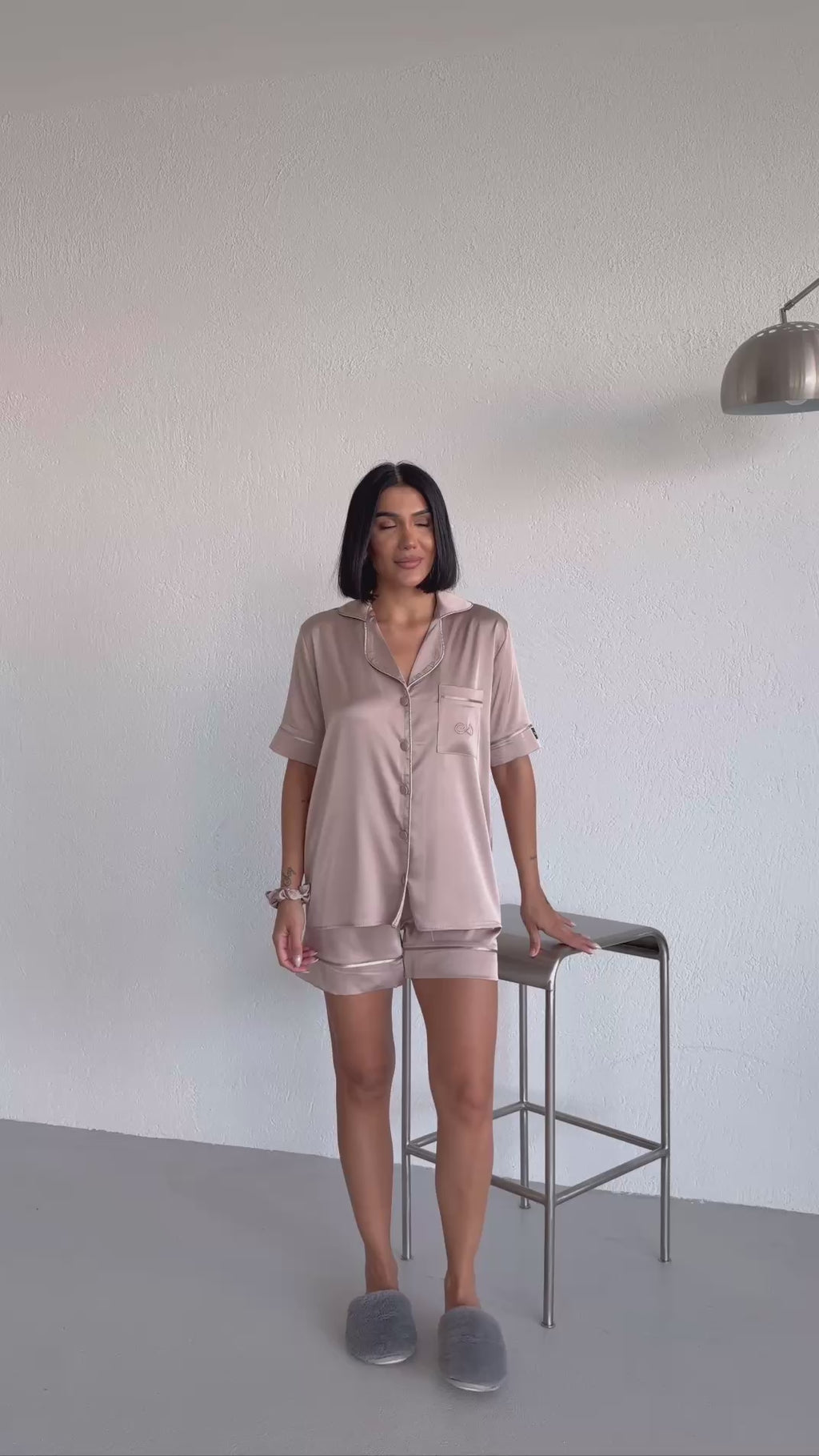4 Parça Premium Saten Pijama Seti | Toka & Bandana Dahil ✨