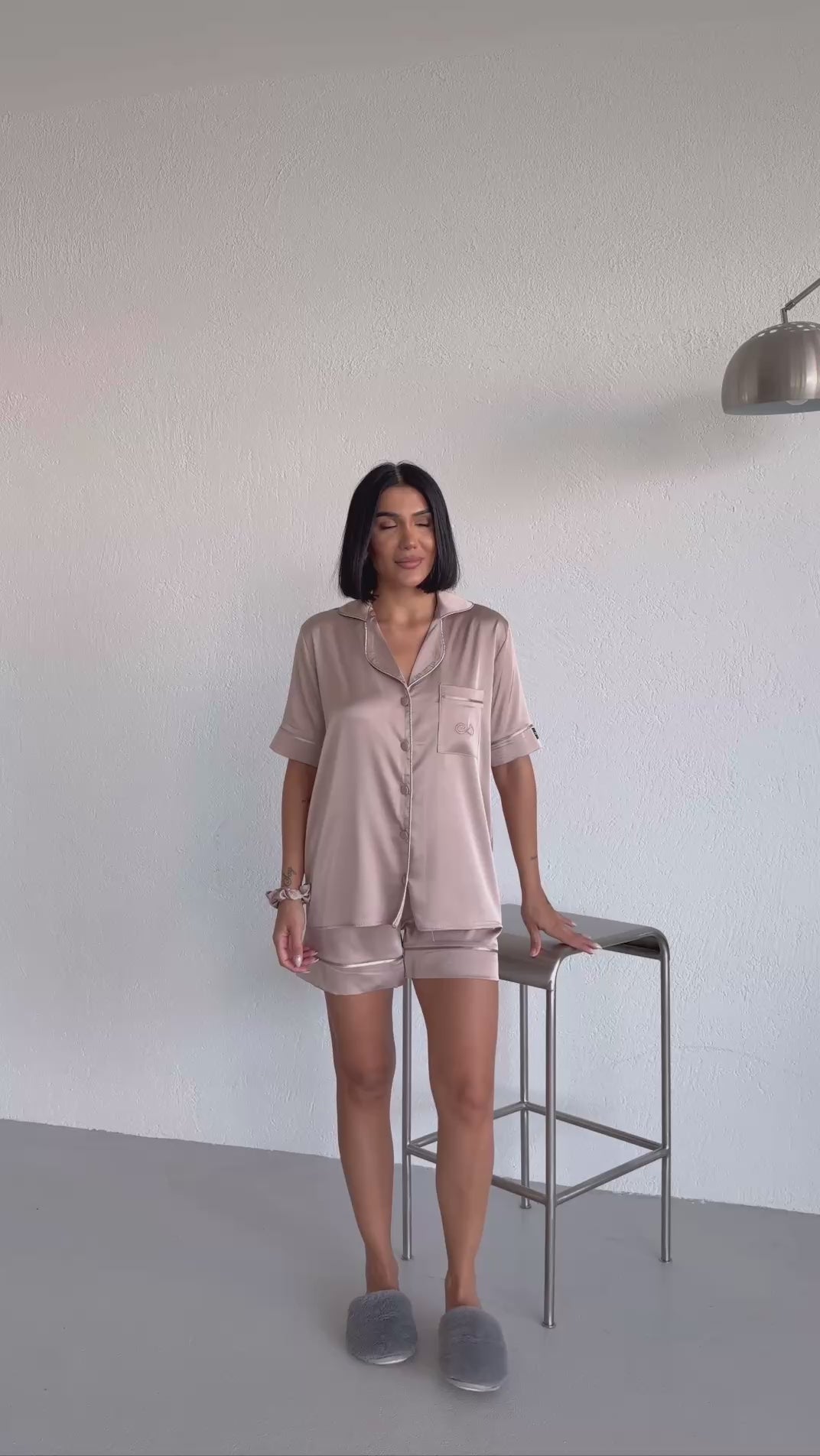 4 Parça Premium Saten Pijama Seti | Toka & Bandana Dahil ✨