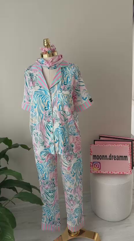 4 Parça Premium Saten Pijama Seti | Toka & Bandana Dahil ✨