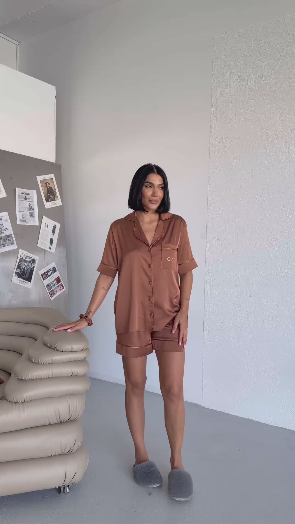 4 Parça Premium Saten Pijama Seti | Toka & Bandana Dahil ✨