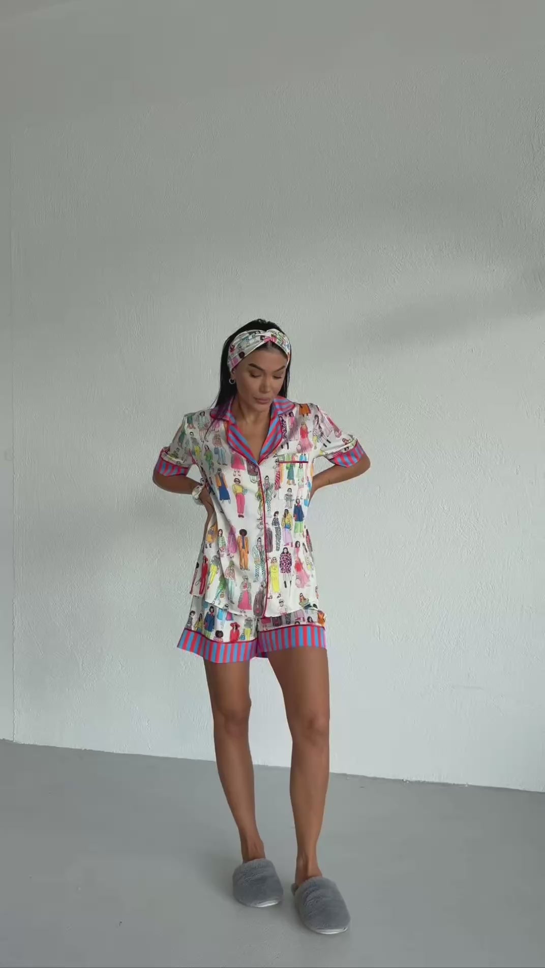 4 Parça Premium Saten Pijama Seti | Toka & Bandana Dahil ✨