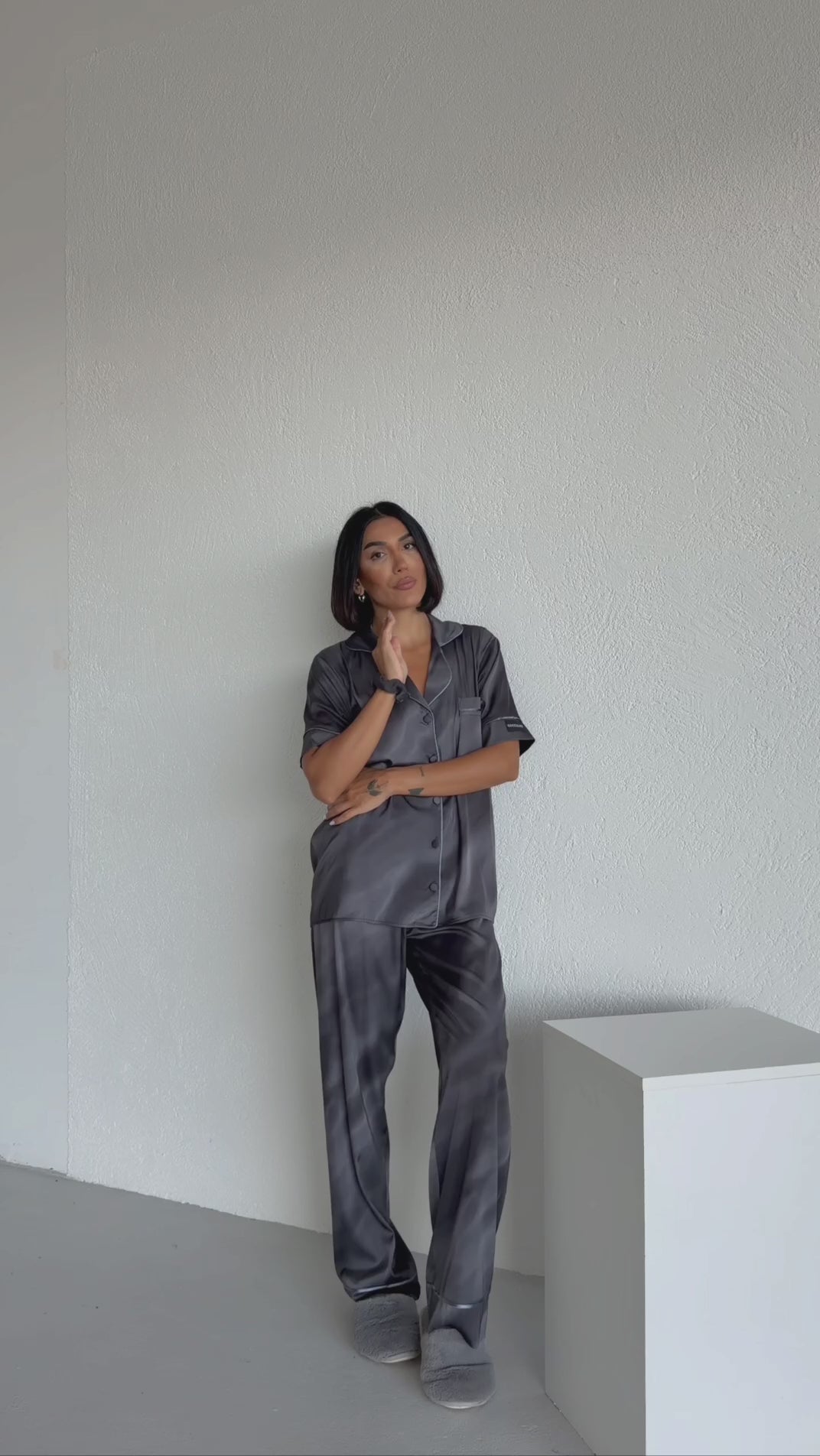 4 Parça Premium Saten Pijama Seti | Toka & Bandana Dahil ✨