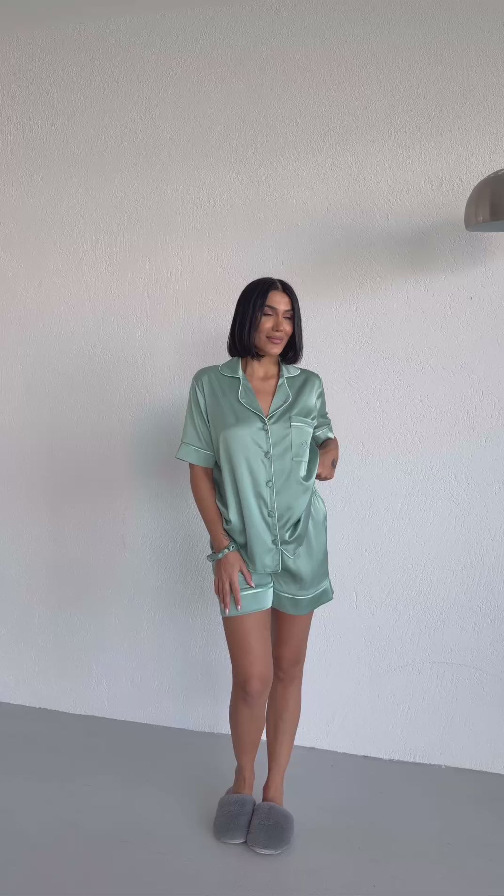 4 Parça Premium Saten Pijama Seti | Toka & Bandana Dahil ✨