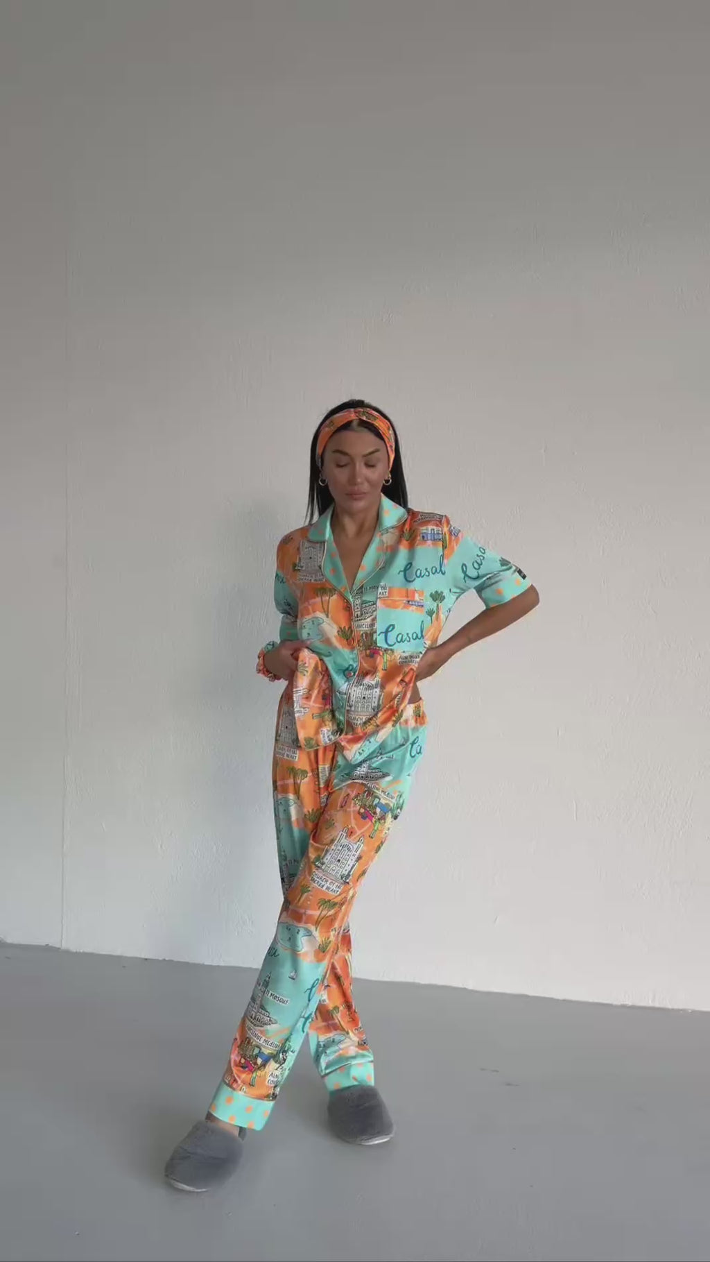4 Parça Premium Saten Pijama Seti | Toka & Bandana Dahil ✨